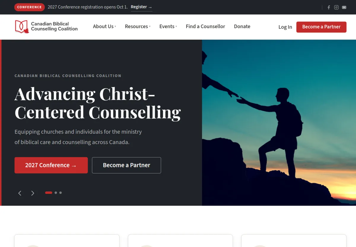 Canadian Biblical Counselling Coalition website, designed and built by Blake Strategies Group