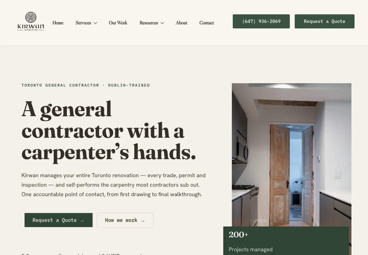 Kirwan Carpentry website, designed and built by Blake Strategies Group