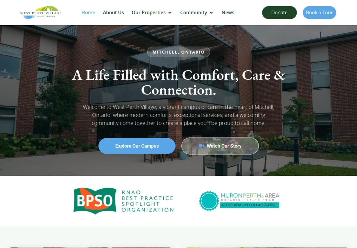 West Perth Village website, designed and built by Blake Strategies Group